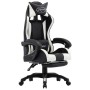 Silla gaming con reposapiés cuero sintético blanco y negro en Sillas de oficina | Comprar online en Foru.es