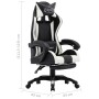 Silla gaming con reposapiés cuero sintético blanco y negro en Sillas de oficina | Comprar online en Foru.es