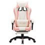 Silla gaming con reposapiés cuero sintético rosa y blanco en Sillas de oficina | Comprar online en Foru.es