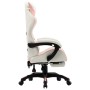 Silla gaming con reposapiés cuero sintético rosa y blanco en Sillas de oficina | Comprar online en Foru.es