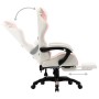 Silla gaming con reposapiés cuero sintético rosa y blanco en Sillas de oficina | Comprar online en Foru.es