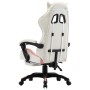 Silla gaming con reposapiés cuero sintético rosa y blanco en Sillas de oficina | Comprar online en Foru.es