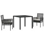 Conjunto de Comedor de Jardín 3 pcs Negro ratán sintético en Sillas de jardín | Comprar online en Foru.es