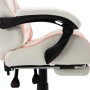 Silla gaming con reposapiés cuero sintético rosa y blanco en Sillas de oficina | Comprar online en Foru.es