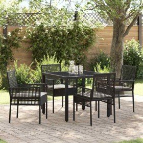 Conjunto de Comedor de Jardín 5 pcs Negro ratán sintético en Sillas de jardín | Comprar online en Foru.es