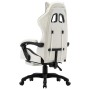 Silla gaming con reposapiés cuero sintético negro y blanco en Sillas de oficina | Comprar online en Foru.es