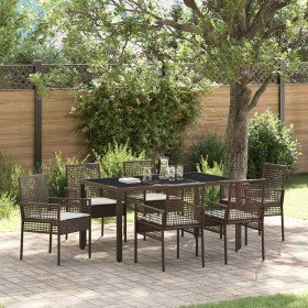 Conjunto de Comedor de Jardín 7 pcs Marrón ratán sintético en Sillas de jardín | Comprar online en Foru.es