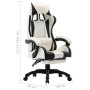 Silla gaming con reposapiés cuero sintético negro y blanco en Sillas de oficina | Comprar online en Foru.es