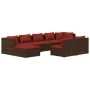 Set muebles de jardín 9 piezas y cojines ratán sintético marrón de vidaXL, Conjuntos de jardín - Ref: Foro24-3102003, Precio:...