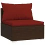 Set muebles de jardín 9 piezas y cojines ratán sintético marrón de vidaXL, Conjuntos de jardín - Ref: Foro24-3102003, Precio:...