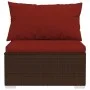 Set muebles de jardín 9 piezas y cojines ratán sintético marrón de vidaXL, Conjuntos de jardín - Ref: Foro24-3102003, Precio:...
