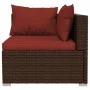 Set muebles de jardín 9 piezas y cojines ratán sintético marrón de vidaXL, Conjuntos de jardín - Ref: Foro24-3102003, Precio:...