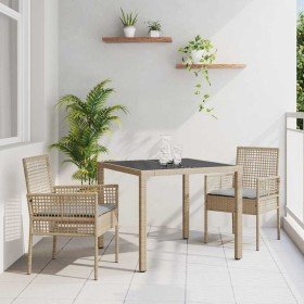 Conjunto de Comedor de Jardín 3 pcs Beige ratán sintético en Sillas de jardín | Comprar online en Foru.es