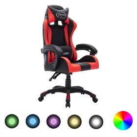 Silla gaming con luces LED RGB cuero sintético rojo y negro en Sillas de oficina | Comprar online en Foru.es