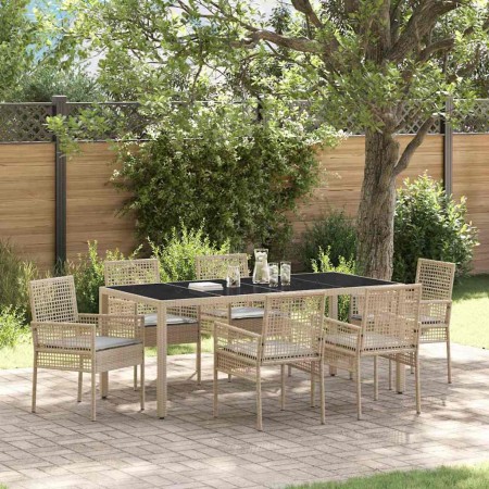 Conjunto de Comedor de Jardín 7 pcs Beige ratán sintético en Sillas de jardín | Comprar online en Foru.es