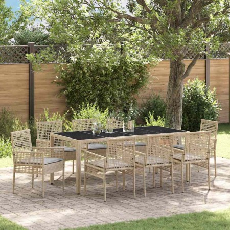 Conjunto de Comedor de Jardín 9 pcs Beige ratán sintético en Sillas de jardín | Comprar online en Foru.es