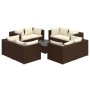 Set muebles de jardín 9 piezas y cojines ratán sintético marrón de vidaXL, Conjuntos de jardín - Ref: Foro24-3101562, Precio:...