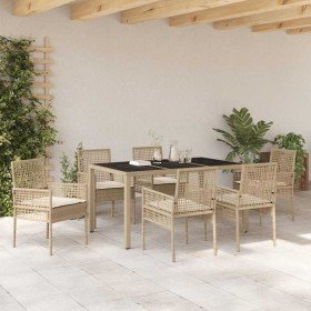 Conjunto de Comedor de Jardín 7 pcs Beige ratán sintético en Sillas de jardín | Comprar online en Foru.es
