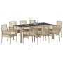 Conjunto de Comedor de Jardín 9 pcs Beige ratán sintético en Sillas de jardín | Comprar online en Foru.es