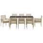 Conjunto de Comedor de Jardín 9 pcs Beige ratán sintético en Sillas de jardín | Comprar online en Foru.es