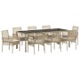 Conjunto de Comedor de Jardín 9 pcs Beige ratán sintético en Sillas de jardín | Comprar online en Foru.es