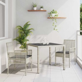 Conjunto de Comedor de Jardín 3 pcs Gris Claro ratán sintético en Sillas de jardín | Comprar online en Foru.es