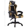 Silla gaming con luces LED RGB cuero sintético dorado y negro en Sillas de oficina | Comprar online en Foru.es