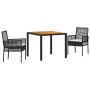 Conjunto de Comedor de Jardín 3 pcs Negro ratán sintético en Sillas de jardín | Comprar online en Foru.es