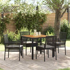 Conjunto de Comedor de Jardín 5 pcs Negro ratán sintético en Sillas de jardín | Comprar online en Foru.es