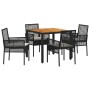 Conjunto de Comedor de Jardín 5 pcs Negro ratán sintético en Sillas de jardín | Comprar online en Foru.es