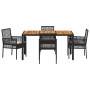 Conjunto de Comedor de Jardín 5 pcs Negro ratán sintético en Sillas de jardín | Comprar online en Foru.es