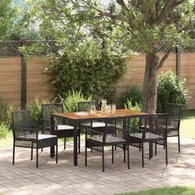 Conjunto de Comedor de Jardín 7 pcs Negro ratán sintético en Sillas de jardín | Comprar online en Foru.es