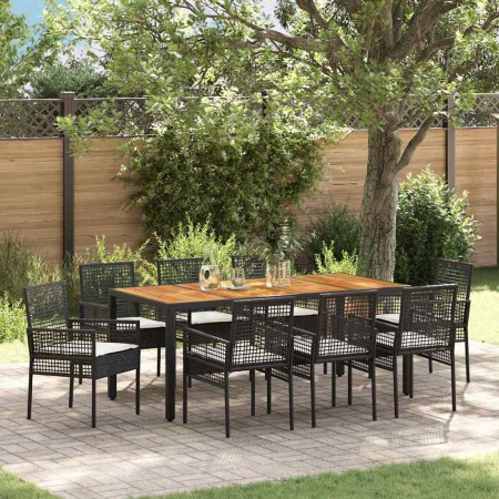 Conjunto de Comedor de Jardín 9 pcs Negro ratán sintético en Sillas de jardín | Comprar online en Foru.es