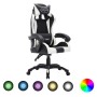 Silla gaming con luces LED RGB cuero sintético blanco y negro en Sillas de oficina | Comprar online en Foru.es