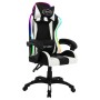 Silla gaming con luces LED RGB cuero sintético blanco y negro en Sillas de oficina | Comprar online en Foru.es