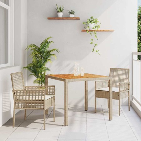 Conjunto de Comedor de Jardín 3 pcs Beige ratán sintético en Sillas de jardín | Comprar online en Foru.es