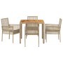 Conjunto de Comedor de Jardín 5 pcs Beige ratán sintético en Sillas de jardín | Comprar online en Foru.es