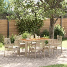 Conjunto de Comedor de Jardín 7 pcs Beige ratán sintético en Sillas de jardín | Comprar online en Foru.es