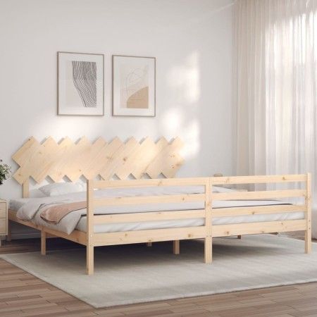 Estructura de cama con cabecero madera maciza 200x200 cm de vidaXL, Camas y somieres - Ref: Foro24-3195306, Precio: 146,82 €,...
