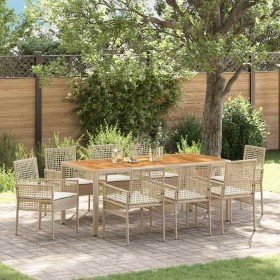 Conjunto de Comedor de Jardín 9 pcs Beige ratán sintético en Sillas de jardín | Comprar online en Foru.es