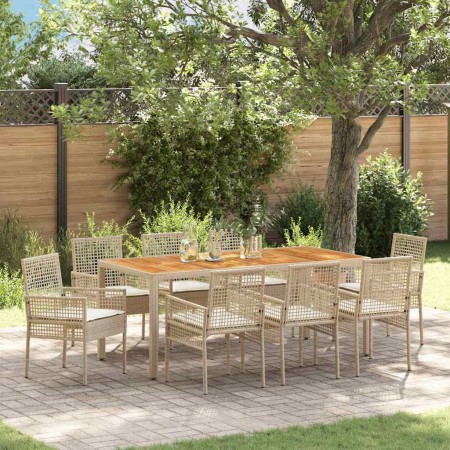 Conjunto de Comedor de Jardín 9 pcs Beige ratán sintético en Sillas de jardín | Comprar online en Foru.es
