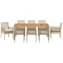 Conjunto de Comedor de Jardín 9 pcs Beige ratán sintético en Sillas de jardín | Comprar online en Foru.es