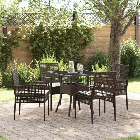 Conjunto de Comedor de Jardín 5 pcs Marrón ratán sintético en Sillas de jardín | Comprar online en Foru.es