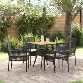 Conjunto de Comedor de Jardín 5 pcs Negro ratán sintético en Sillas de jardín | Comprar online en Foru.es