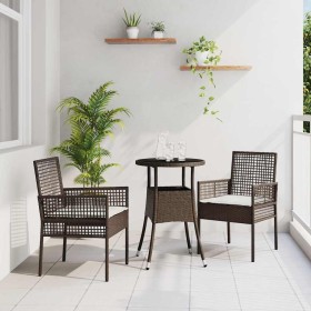 Conjunto de Comedor de Jardín 3 pcs Marrón Poliratán en Sillas de jardín | Comprar online en Foru.es