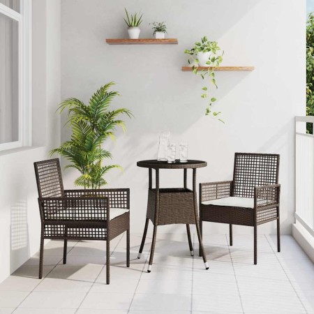 Conjunto de Comedor de Jardín 3 pcs Marrón Poliratán en Sillas de jardín | Comprar online en Foru.es