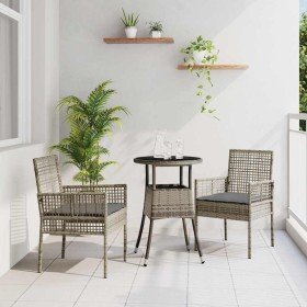 Conjunto de Comedor de Jardín 3 pcs Gris Poliratán en Sillas de jardín | Comprar online en Foru.es
