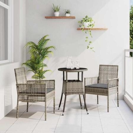 Conjunto de Comedor de Jardín 3 pcs Gris Poliratán en Sillas de jardín | Comprar online en Foru.es