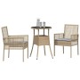 Conjunto de Comedor de Jardín 3 pcs Beige Poliratán en Sillas de jardín | Comprar online en Foru.es