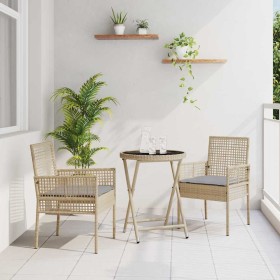 Juego Bistro de Jardín 3 pcs Beige ratán sintético en Sillas de jardín | Comprar online en Foru.es